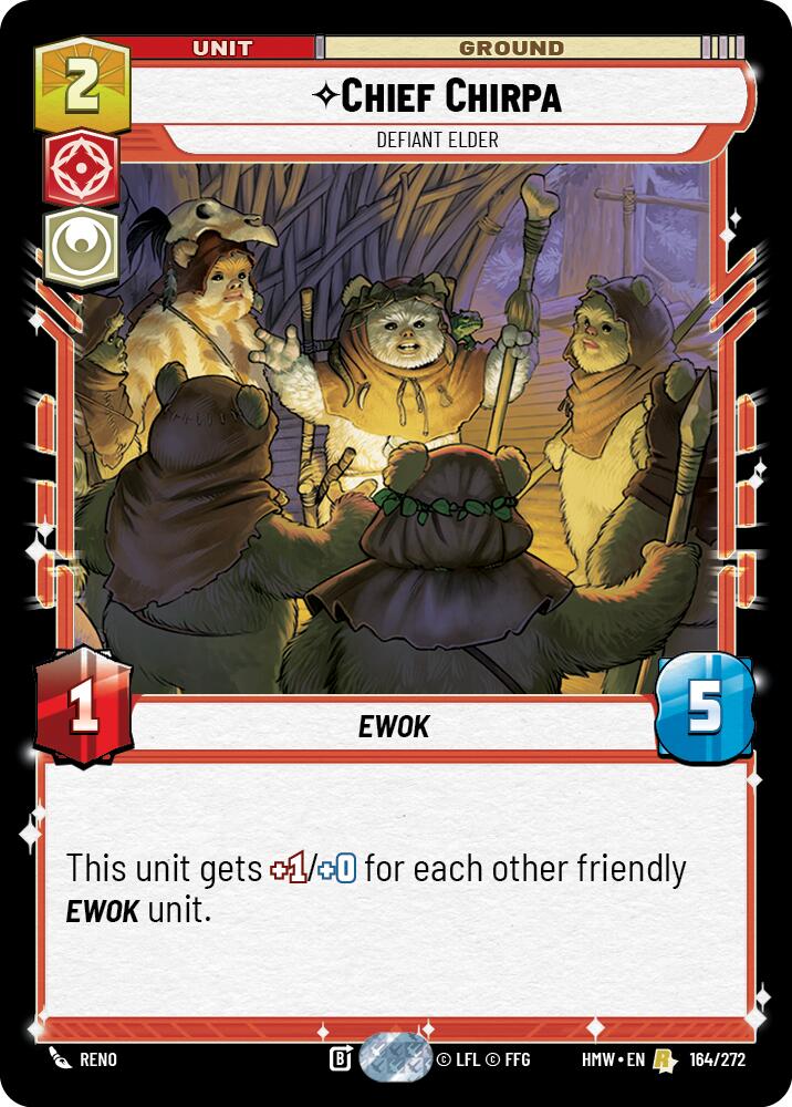Chief Chirpa - Defiant Elder – Homeworlds #164/272 Star Wars: Unlimited card