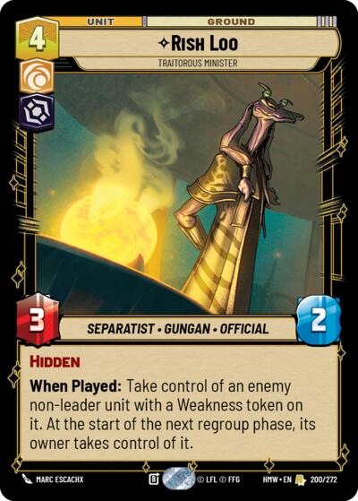 Rish Loo - Traitorous Minister – Homeworlds #200/272 Star Wars: Unlimited card