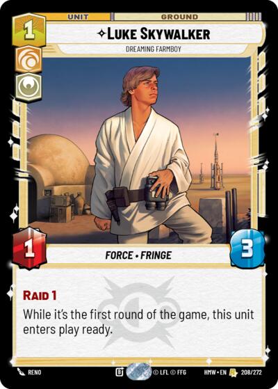 Luke Skywalker - Dreaming Farmboy – Homeworlds #208/272 Star Wars: Unlimited card
