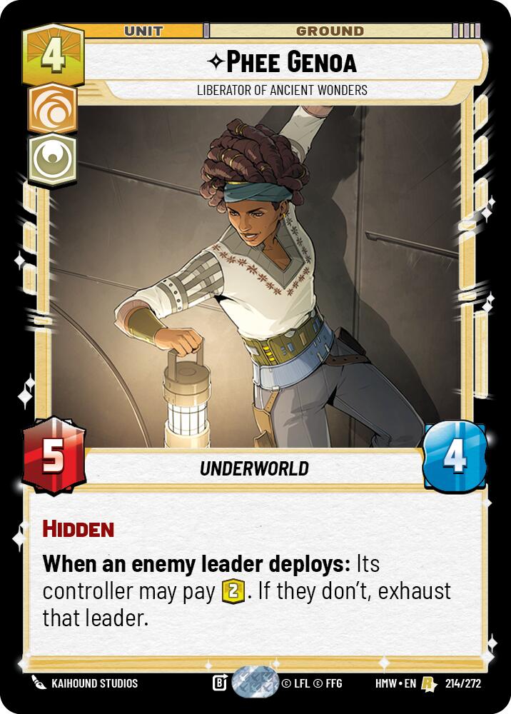 Phee Genoa - Liberator of Ancient Wonders – Homeworlds #214/272 Star Wars: Unlimited card