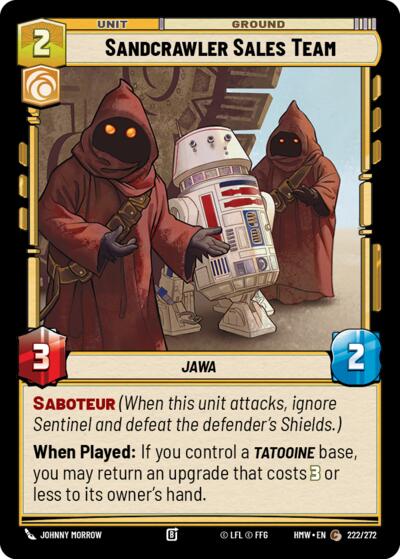 Sandcrawler Sales Team – Homeworlds #222/272 Star Wars: Unlimited card