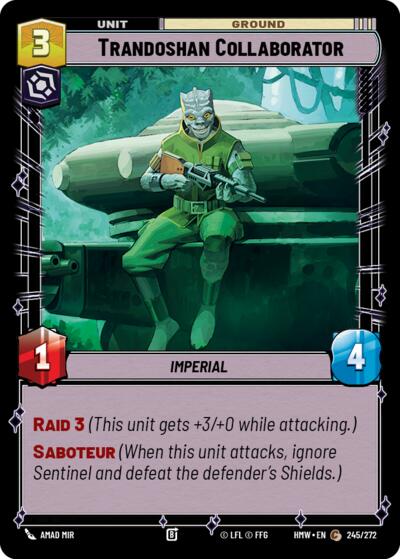 Trandoshan Collaborator – Homeworlds #245/272 Star Wars: Unlimited card