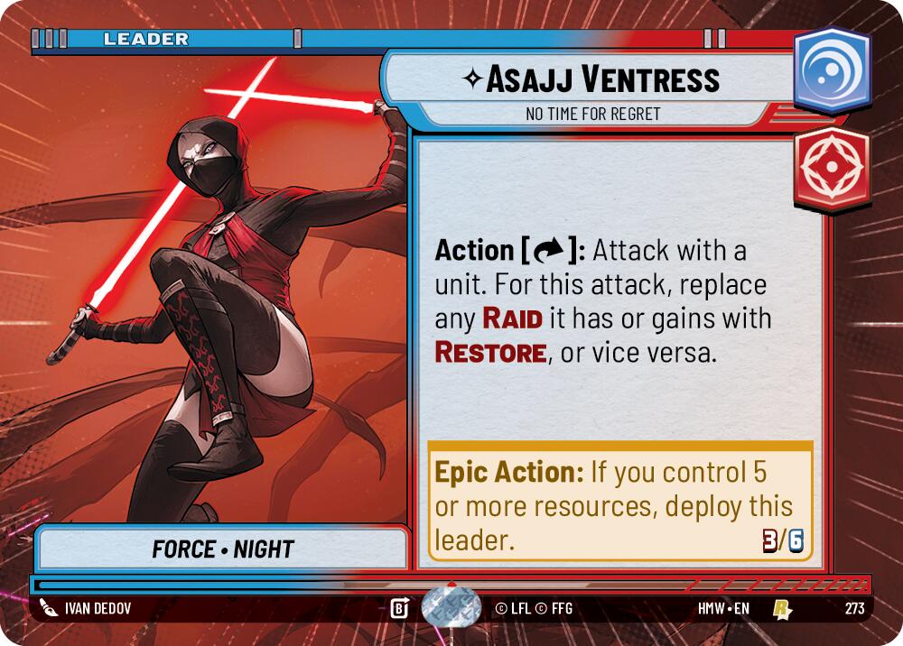 Asajj Ventress - No Time For Regret (Hyperspace) – Homeworlds #273 Star Wars: Unlimited card