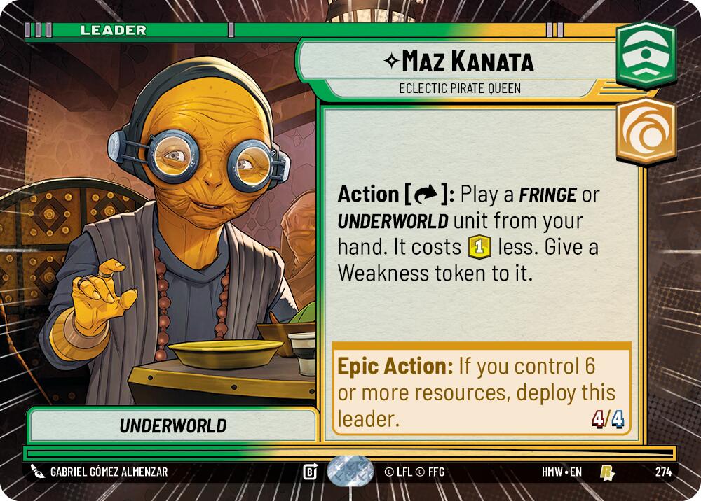 Maz Kanata - Eclectic Pirate Queen (Hyperspace) – Homeworlds #274 Star Wars: Unlimited card