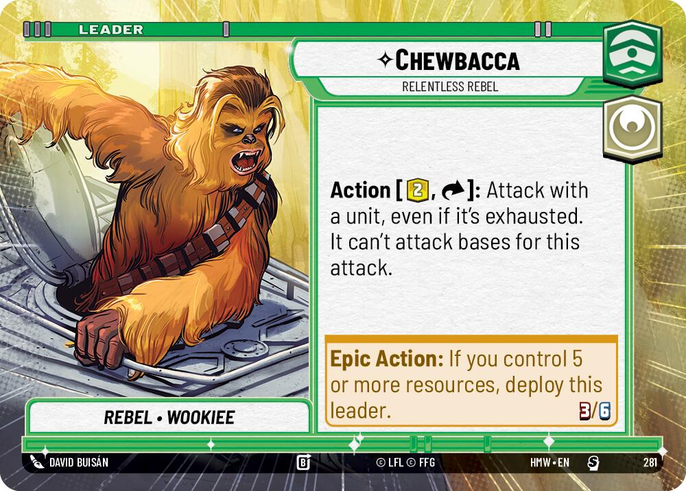 Chewbacca - Relentless Rebel (Hyperspace) – Homeworlds #281 Star Wars: Unlimited card