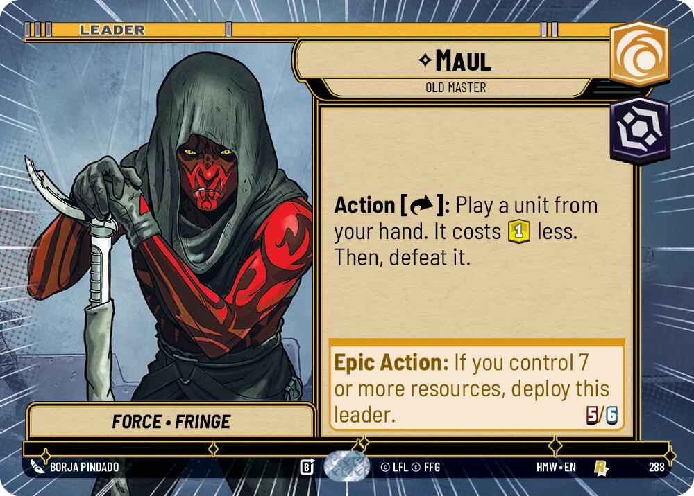 Maul - Old Master (Hyperspace) – Homeworlds #288 Star Wars: Unlimited card