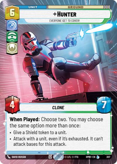 Hunter - Everyone Get to Cover! (Hyperspace) – Homeworlds #307 Star Wars: Unlimited card