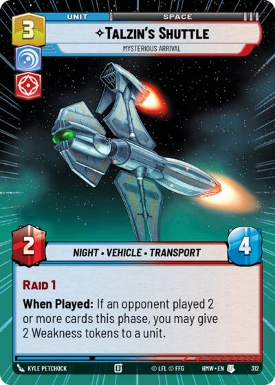 Talzin's Shuttle - Mysterious Arrival (Hyperspace) – Homeworlds #312 Star Wars: Unlimited card