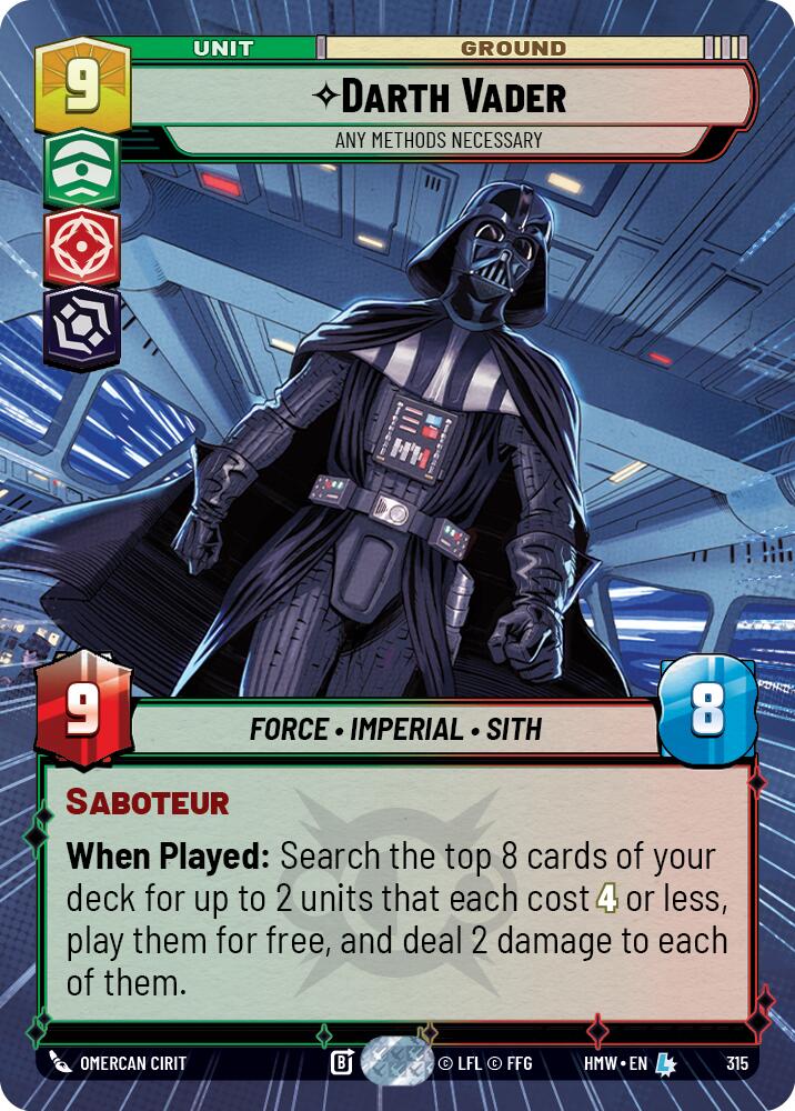 Darth Vader - Any Methods Necessary (Hyperspace) – Homeworlds #315 Star Wars: Unlimited card