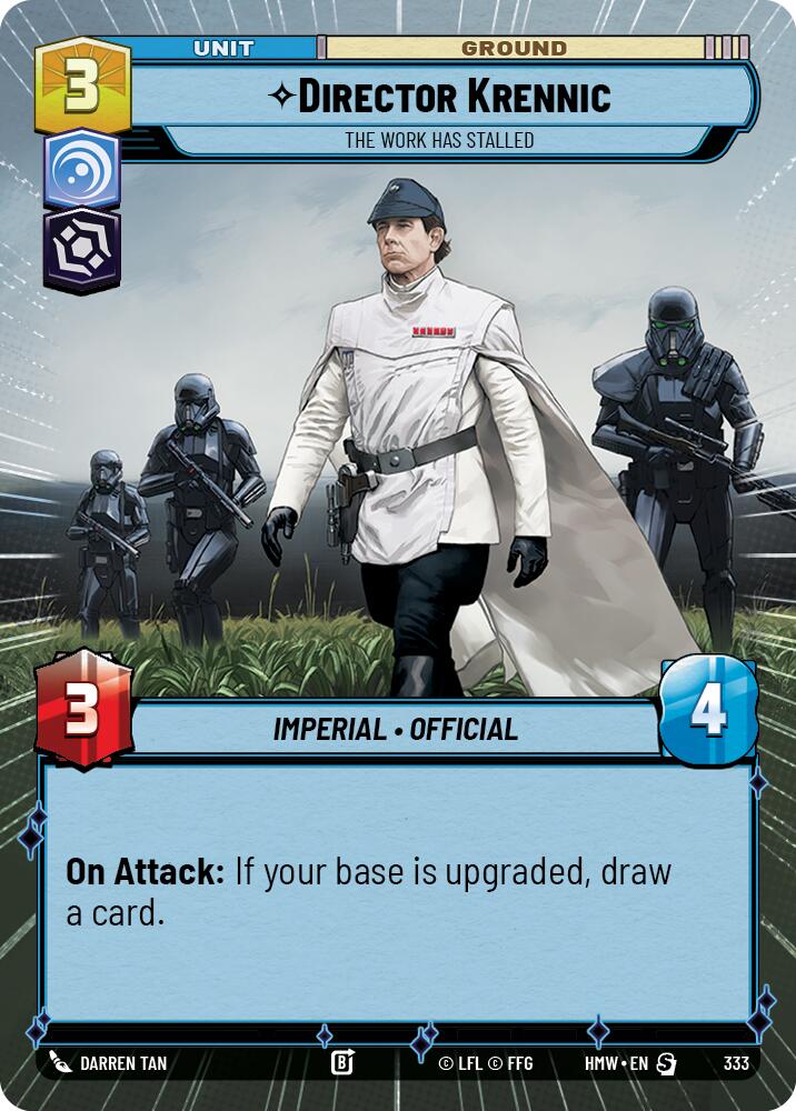 Director Krennic - The Work Has Stalled (Hyperspace) – Homeworlds #333 Star Wars: Unlimited card