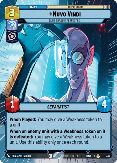 Nuvo Vindi - Blue Shadow Perfected (Hyperspace) – Homeworlds #334 Star Wars: Unlimited card