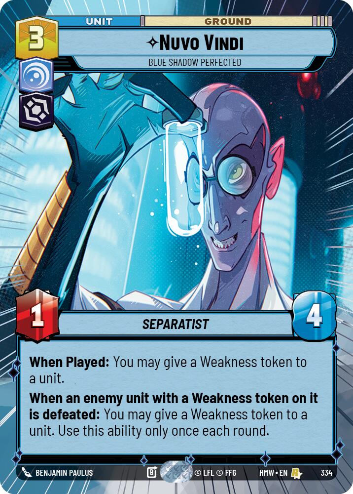 Nuvo Vindi - Blue Shadow Perfected (Hyperspace) – Homeworlds #334 Star Wars: Unlimited card