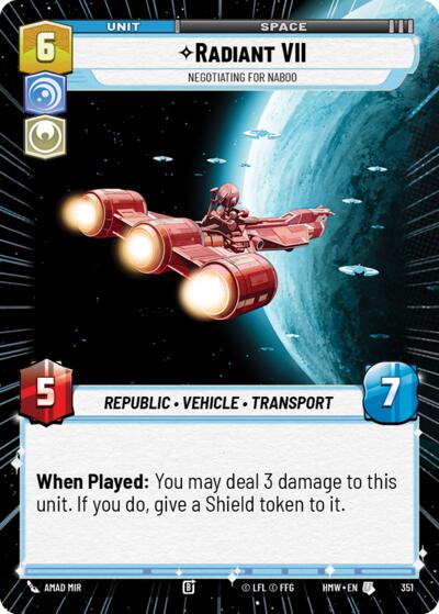 Radiant VII - Negotiating for Naboo (Hyperspace) – Homeworlds #351 Star Wars: Unlimited card