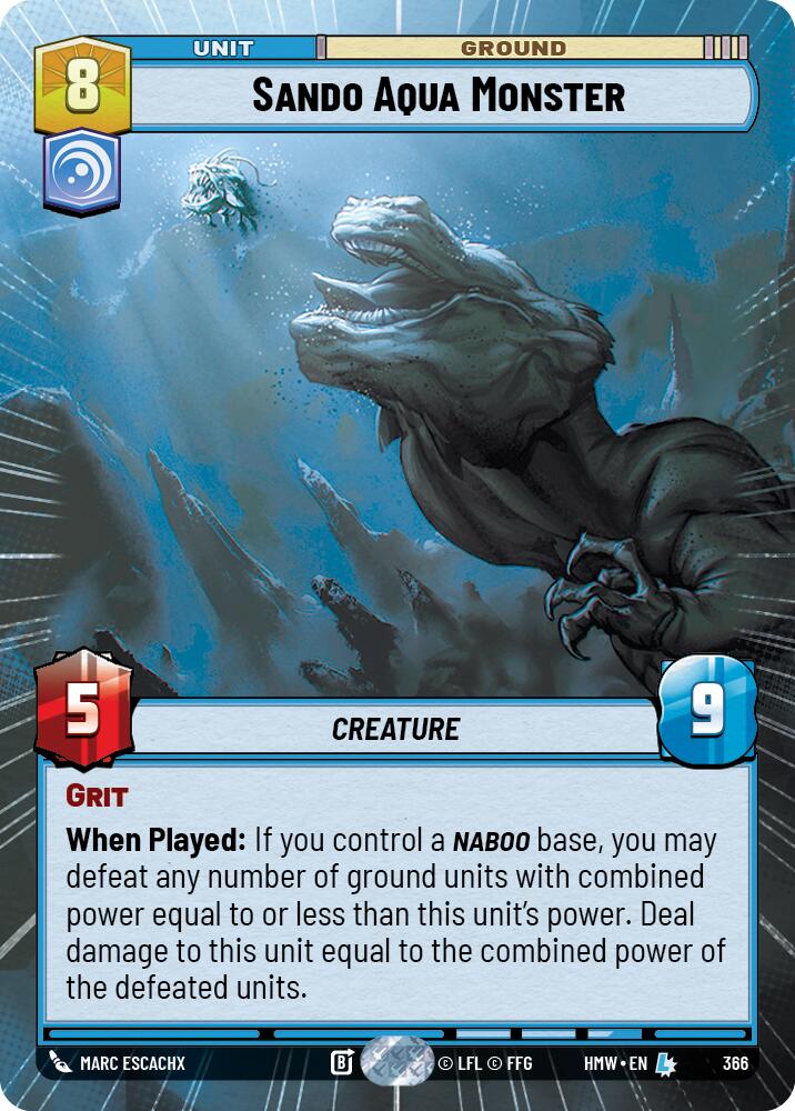 Sando Aqua Monster (Hyperspace) – Homeworlds #366 Star Wars: Unlimited card