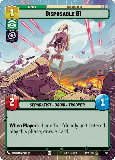 Disposable B1 (Hyperspace) – Homeworlds #375 Star Wars: Unlimited card
