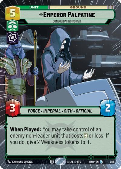 Emperor Palpatine - Consolidating Power (Hyperspace) – Homeworlds #382 Star Wars: Unlimited card