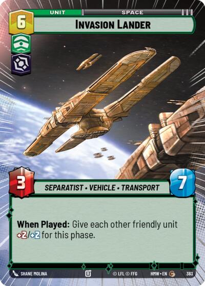 Invasion Lander (Hyperspace) – Homeworlds #383 Star Wars: Unlimited card