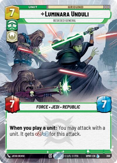 Luminara Unduli - Besieged General (Hyperspace) – Homeworlds #396 Star Wars: Unlimited card