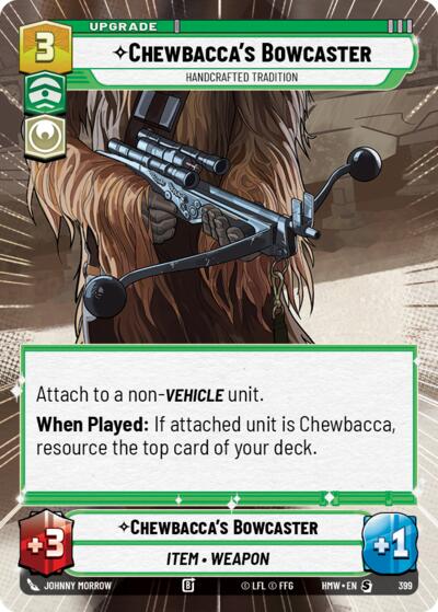 Chewbacca's Bowcaster - Handcrafted Tradition (Hyperspace) – Homeworlds #399 Star Wars: Unlimited card