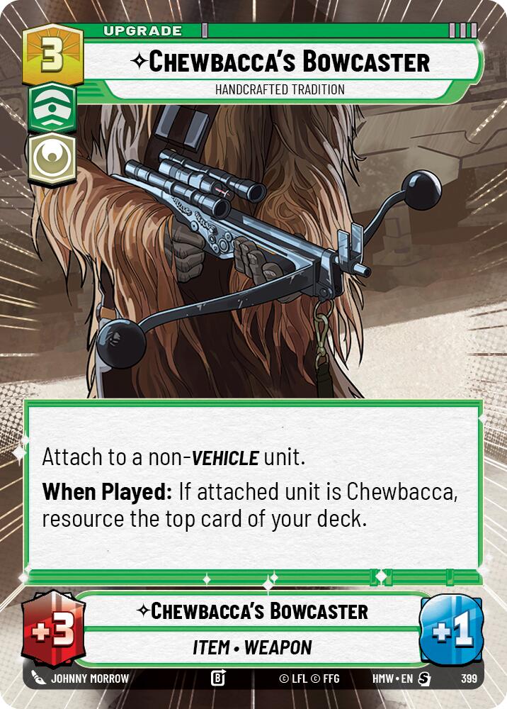Chewbacca's Bowcaster - Handcrafted Tradition (Hyperspace) – Homeworlds #399 Star Wars: Unlimited card