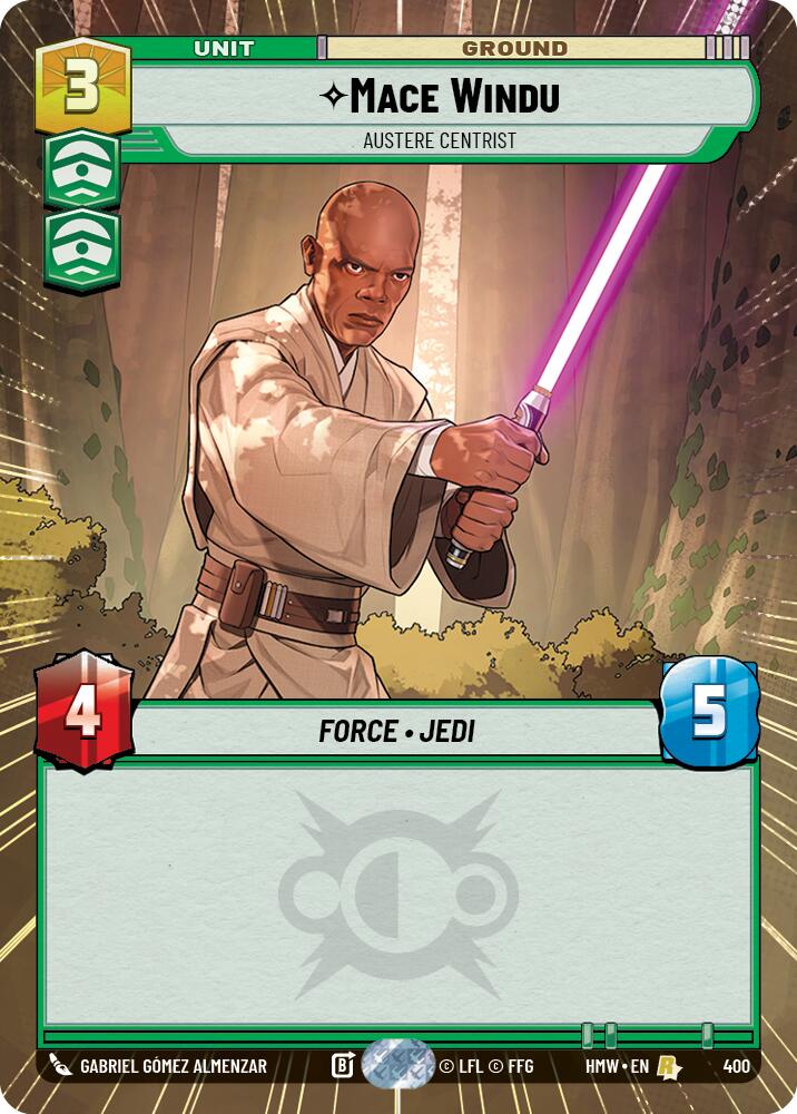 Mace Windu - Austere Centrist (Hyperspace) – Homeworlds #400 Star Wars: Unlimited card