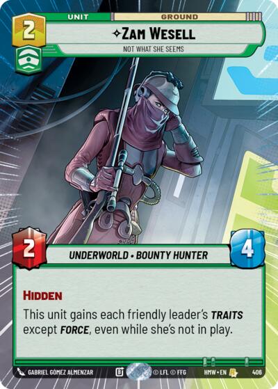 Zam Wesell - Not What She Seems (Hyperspace) – Homeworlds #406 Star Wars: Unlimited card