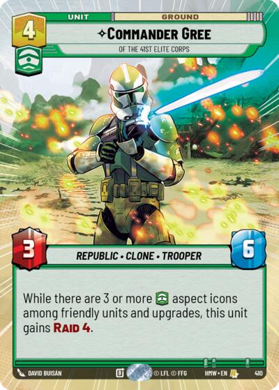 Commander Gree - Of the 41st Elite Corps (Hyperspace) – Homeworlds #410 Star Wars: Unlimited card