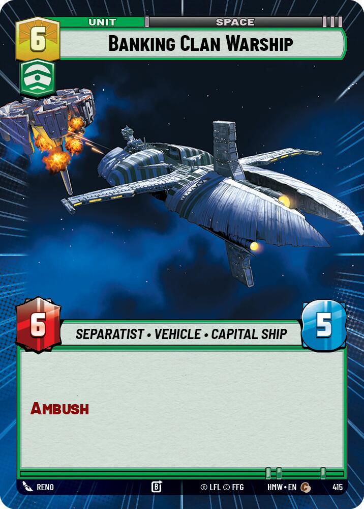 Banking Clan Warship (Hyperspace) – Homeworlds #415 Star Wars: Unlimited card