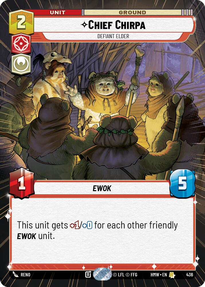 Chief Chirpa - Defiant Elder (Hyperspace) – Homeworlds #436 Star Wars: Unlimited card