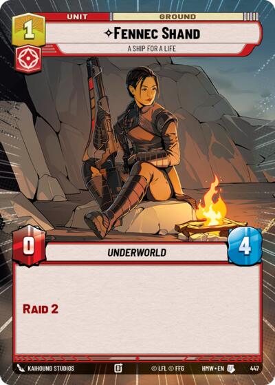 Fennec Shand - A Ship For A Life (Hyperspace) – Homeworlds #447 Star Wars: Unlimited card
