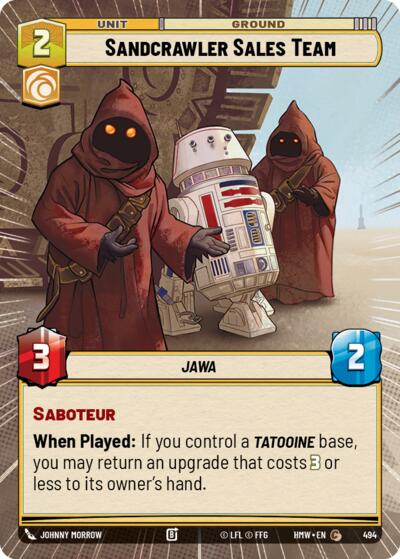 Sandcrawler Sales Team (Hyperspace) – Homeworlds #494 Star Wars: Unlimited card