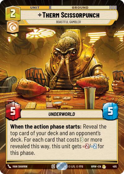 Therm Scissorpunch - Boastful Gambler (Hyperspace) – Homeworlds #495 Star Wars: Unlimited card