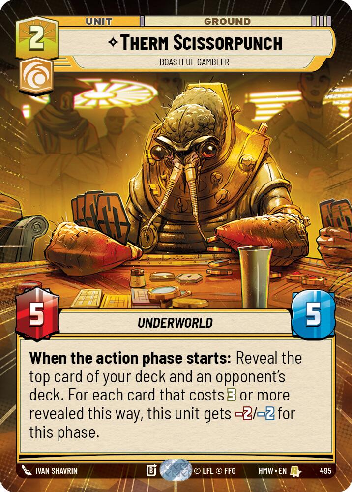 Therm Scissorpunch - Boastful Gambler (Hyperspace) – Homeworlds #495 Star Wars: Unlimited card