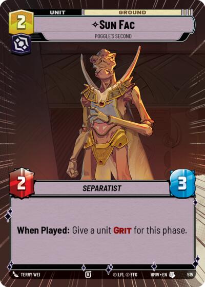 Sun Fac - Poggle's Second (Hyperspace) – Homeworlds #515 Star Wars: Unlimited card