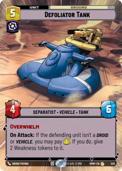 Defoliator Tank (Hyperspace) – Homeworlds #520 Star Wars: Unlimited card