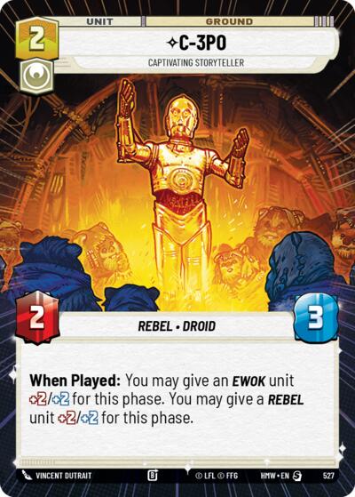 C-3PO - Captivating Storyteller (Hyperspace) – Homeworlds #527 Star Wars: Unlimited card