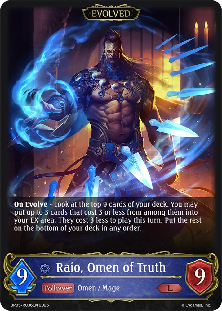 Raio, Omen of Truth (Evolved) (BP19: Eightfold Retribution) — Shadowverse: Evolve card