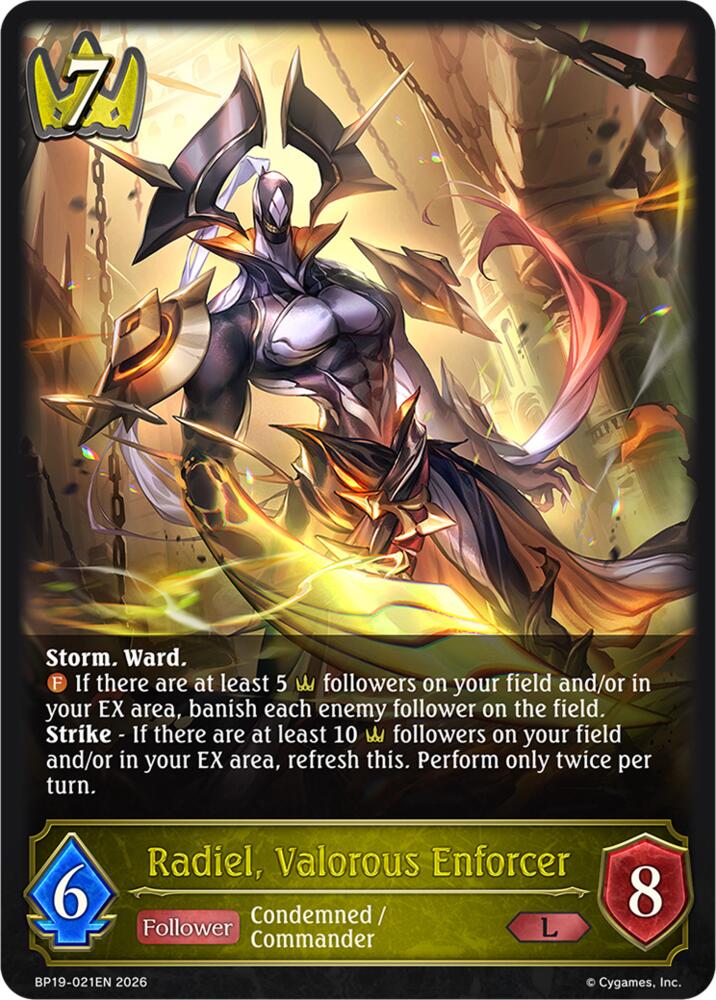 Radiel, Valorous Enforcer (BP19: Eightfold Retribution) — Shadowverse: Evolve card