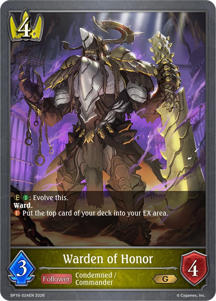 Warden of Honor (BP19: Eightfold Retribution) — Shadowverse: Evolve card