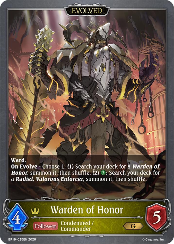 Warden of Honor (Evolved) (BP19: Eightfold Retribution) — Shadowverse: Evolve card