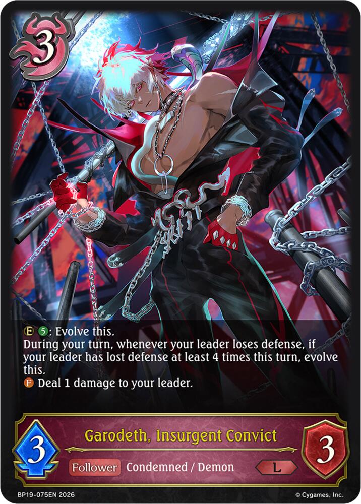 Garodeth, Insurgent Convict (BP19: Eightfold Retribution) — Shadowverse: Evolve card