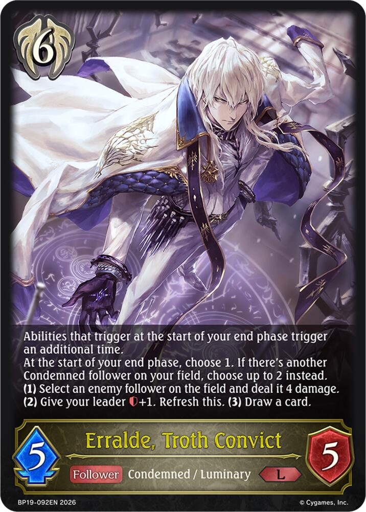 Erralde, Troth Convict (BP19: Eightfold Retribution) — Shadowverse: Evolve card
