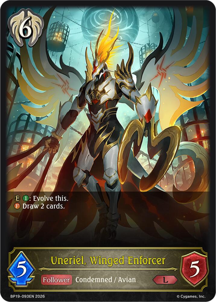 Uneriel, Winged Enforcer (BP19: Eightfold Retribution) — Shadowverse: Evolve card