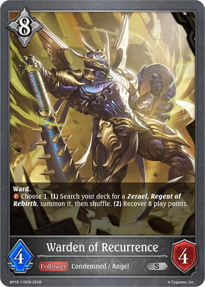 Warden of Recurrence (BP19: Eightfold Retribution) — Shadowverse: Evolve card
