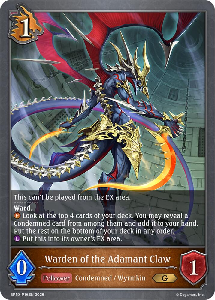 Warden of the Adamant Claw (BP19: Eightfold Retribution) — Shadowverse: Evolve card