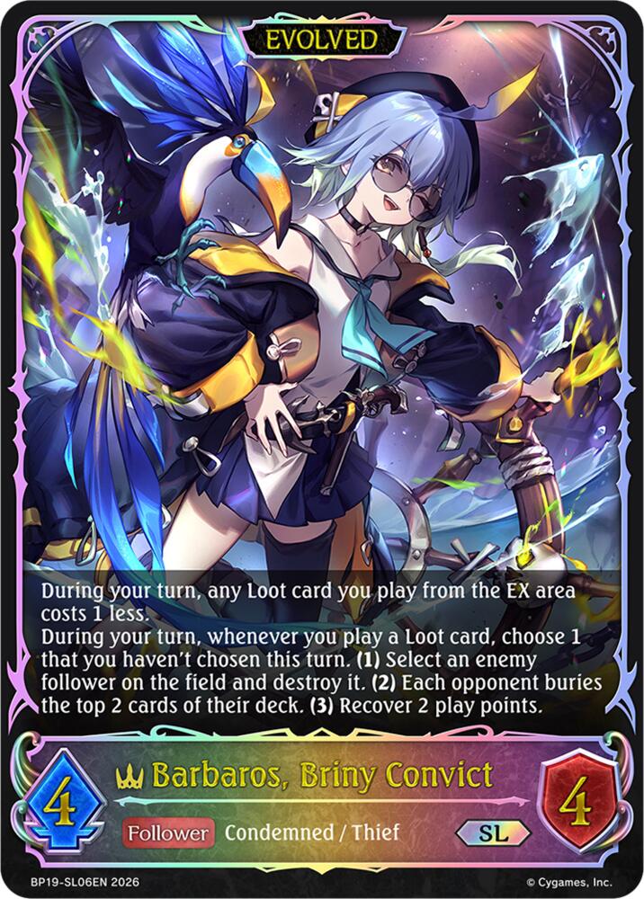 Barbaros, Briny Convict (Evolved) (BP19: Eightfold Retribution) — Shadowverse: Evolve card