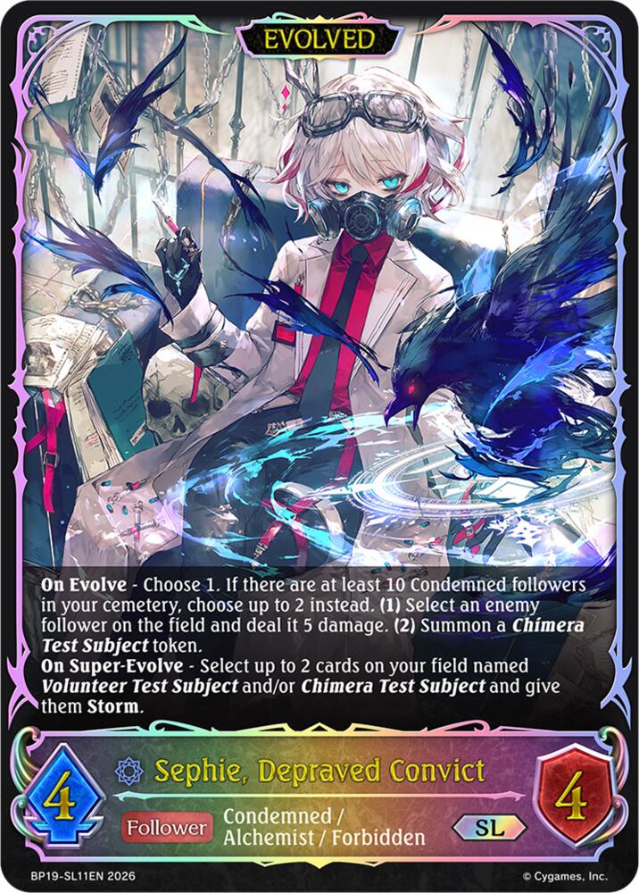 Sephie, Depraved Convict (Evolved) (BP19: Eightfold Retribution) — Shadowverse: Evolve card