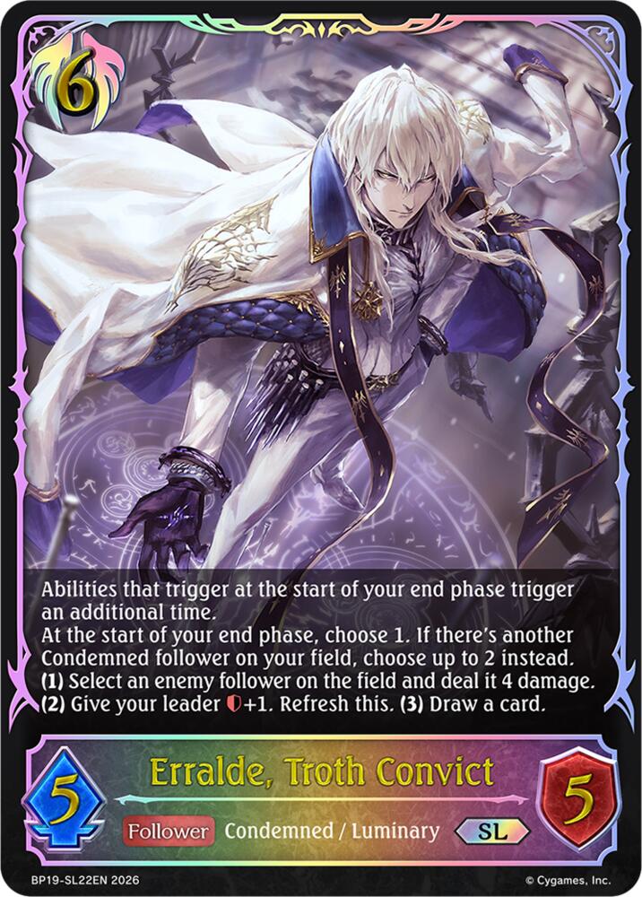 Erralde, Troth Convict (BP19: Eightfold Retribution) — Shadowverse: Evolve card
