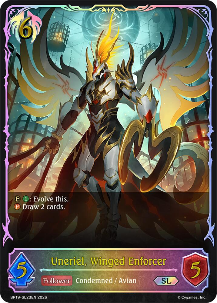 Uneriel, Winged Enforcer (BP19: Eightfold Retribution) — Shadowverse: Evolve card