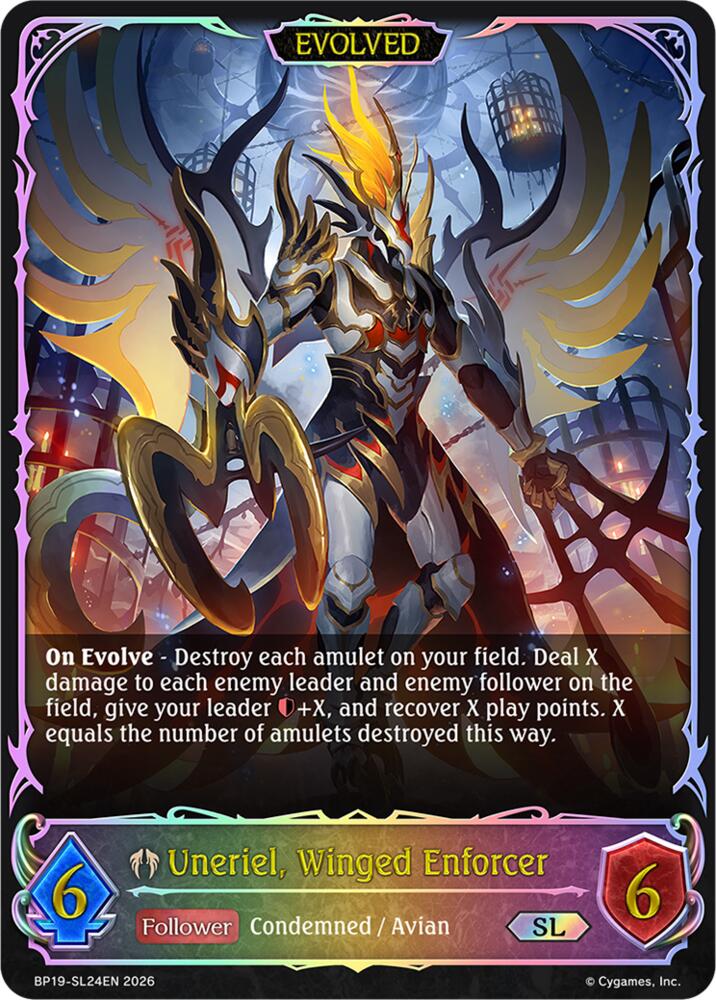Uneriel, Winged Enforcer (Evolved) (BP19: Eightfold Retribution) — Shadowverse: Evolve card
